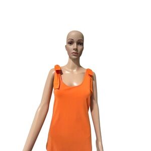 Ann Taylor Womens Orange Tie Shoulder Scoop Neck Tank Top NWT 33417547 Size M